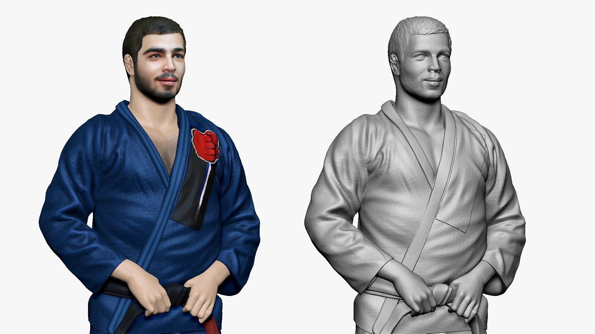 001195 judo man in blue kimono black belt 3dp 3D print model_5
