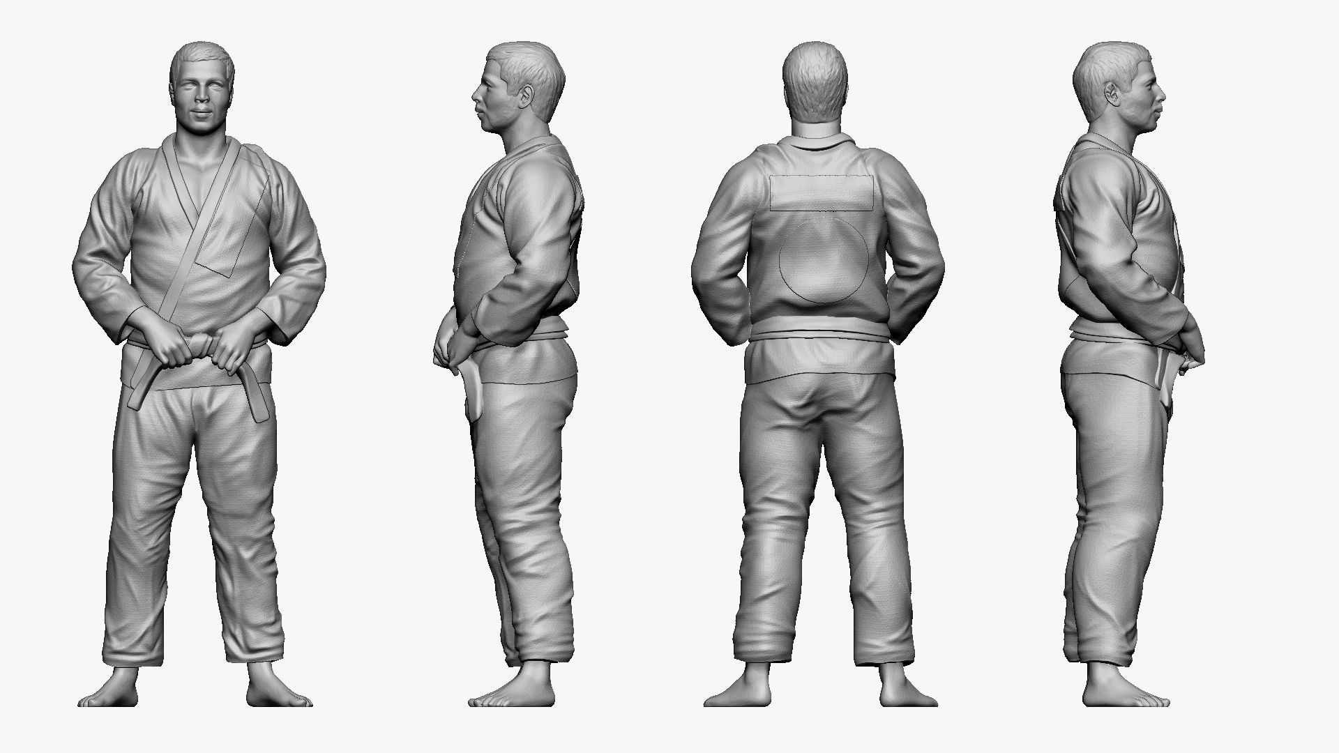 001195 judo man in blue kimono black belt 3dp 3D print model_4