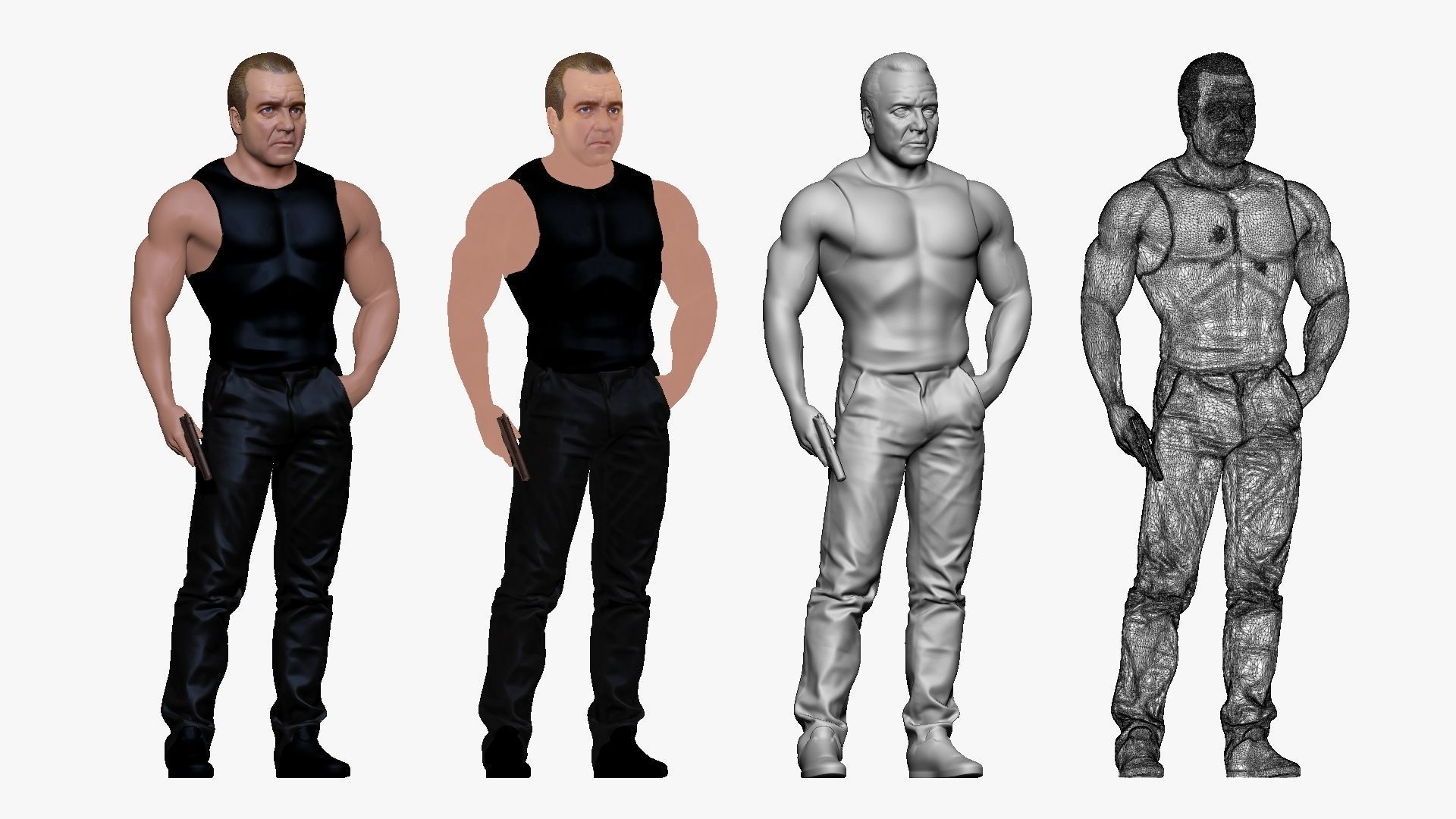 001196 tough guy with the gun 3dp 3D print model_1