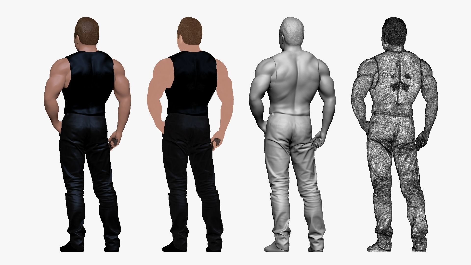 001196 tough guy with the gun 3dp 3D print model_2