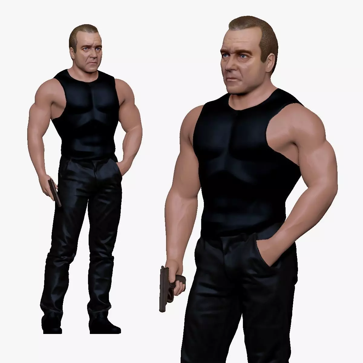 001196 tough guy with the gun 3dp 3D print model_0