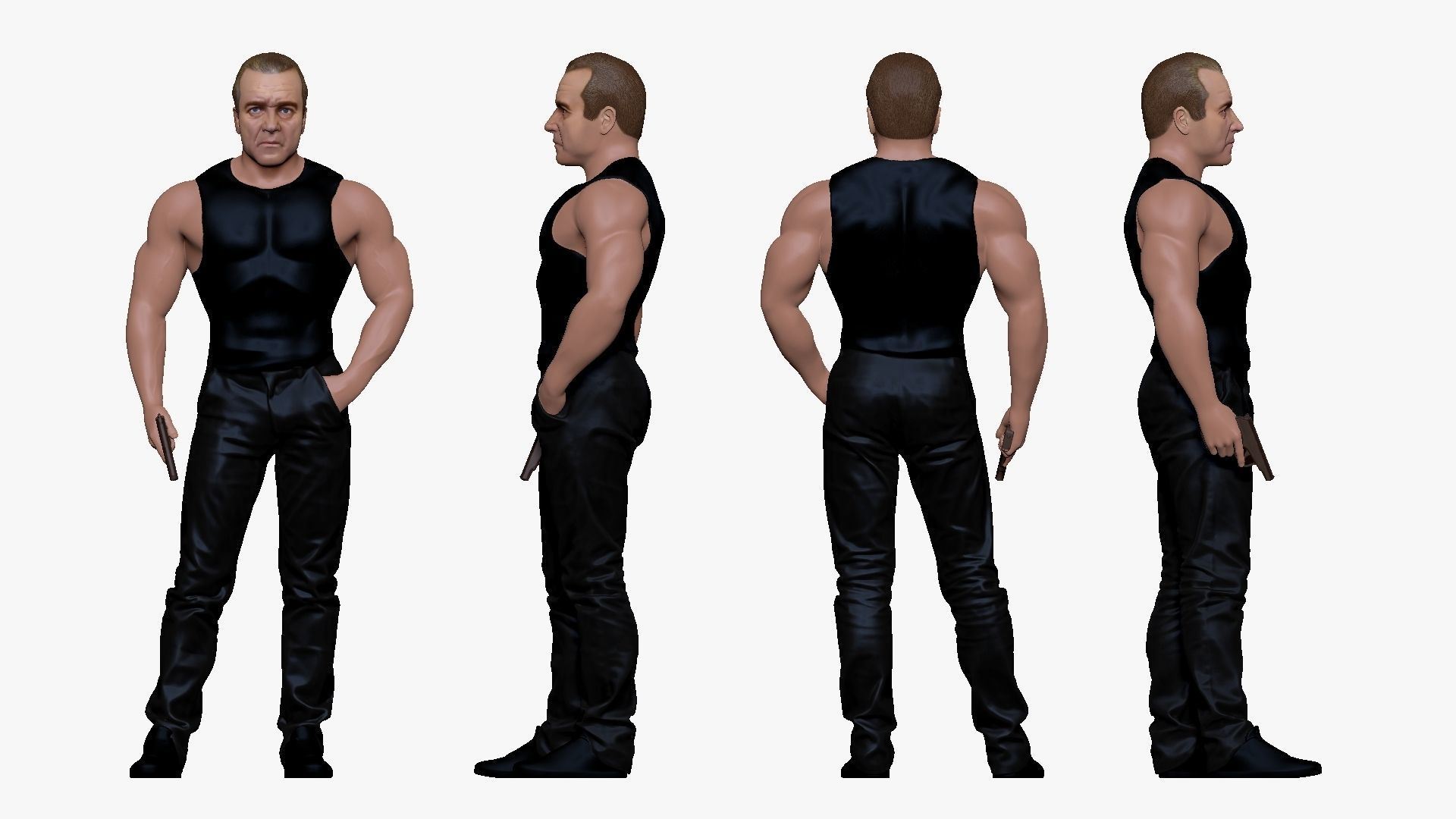 001196 tough guy with the gun 3dp 3D print model_3