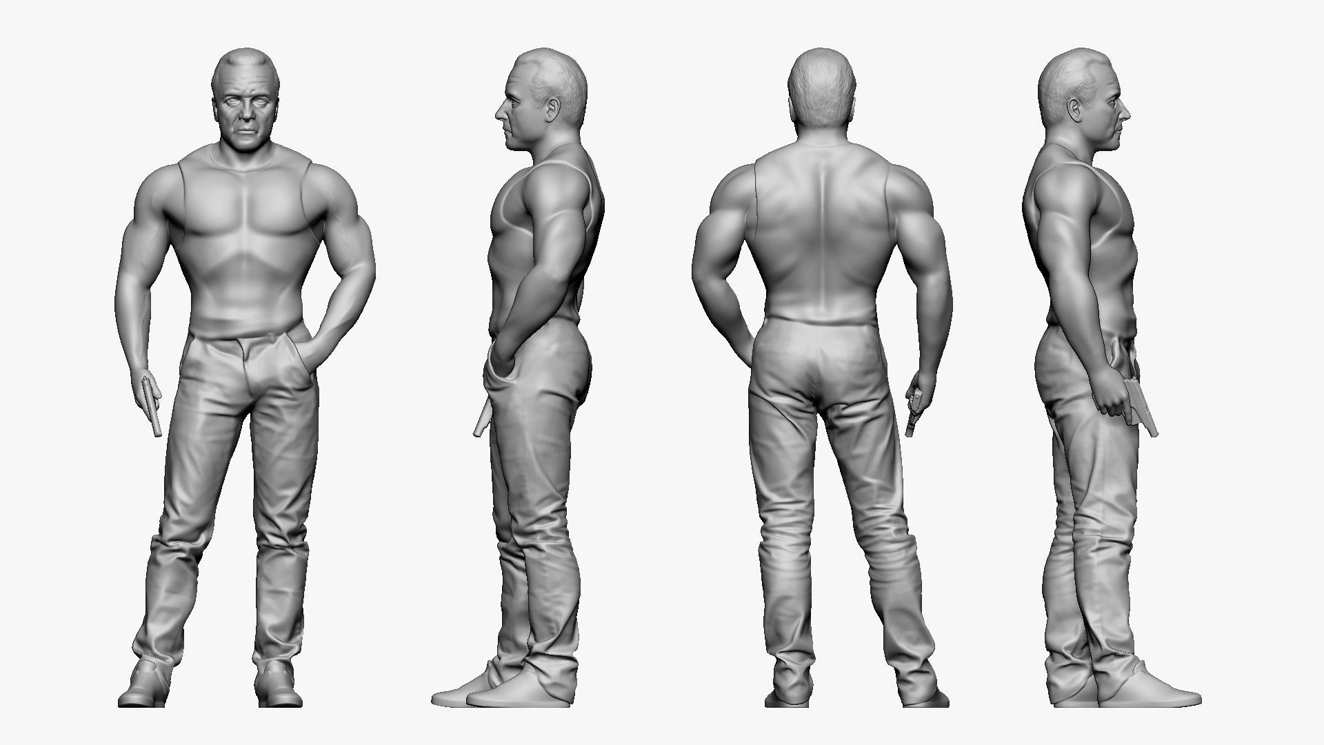 001196 tough guy with the gun 3dp 3D print model_4