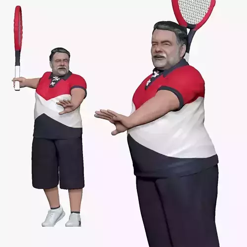 001197 happy old tennis man 3dp
