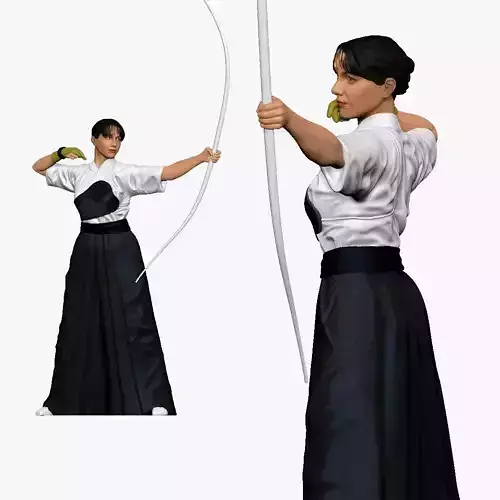 001199 bow woman in old japan style