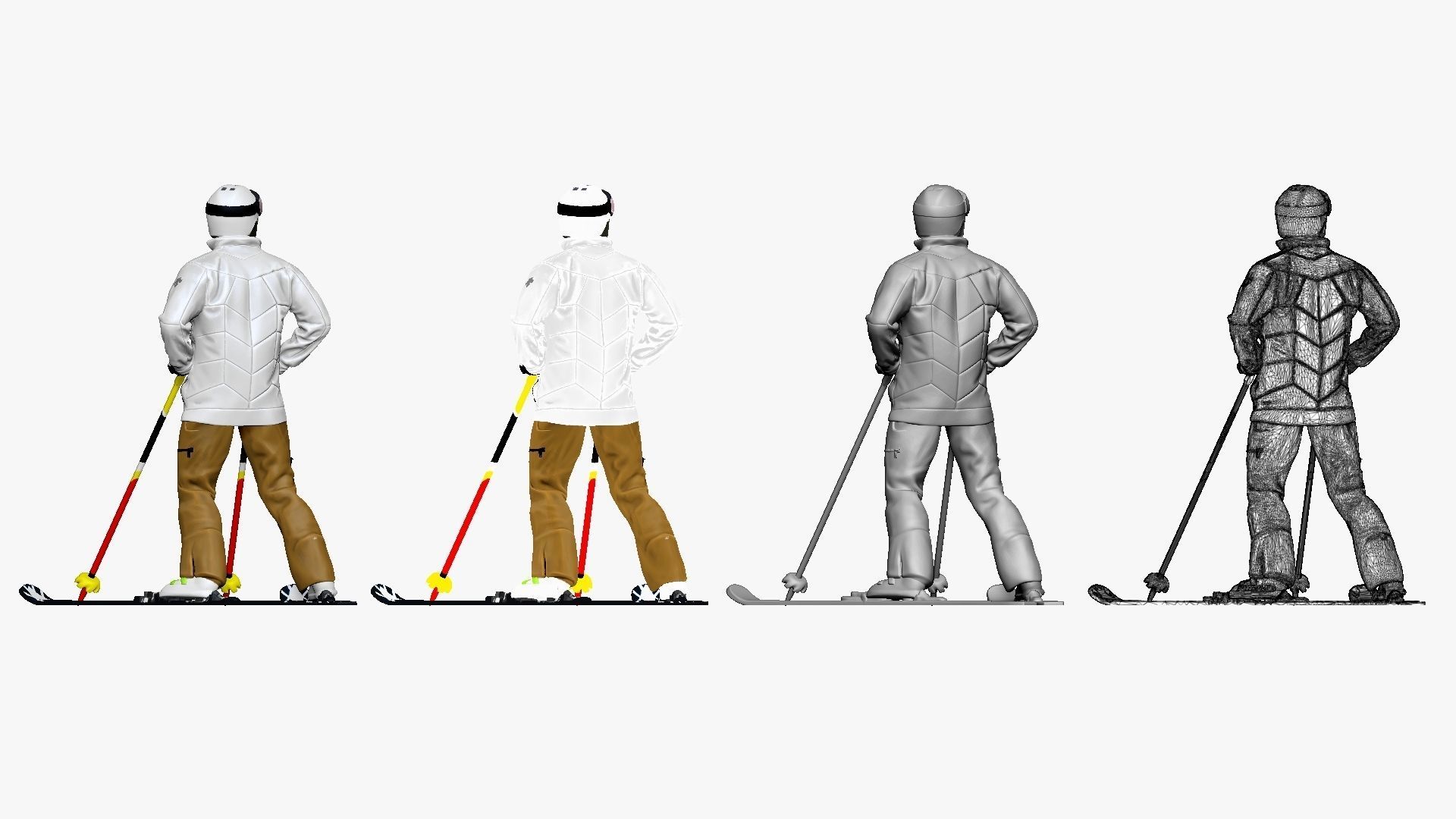 001200 skiman in white jacket khaki pants 3dp 3D print model_2