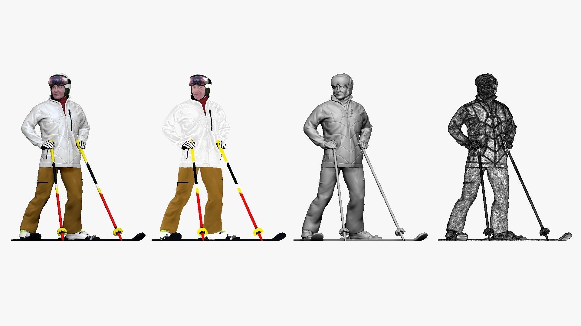 001200 skiman in white jacket khaki pants 3dp 3D print model_1