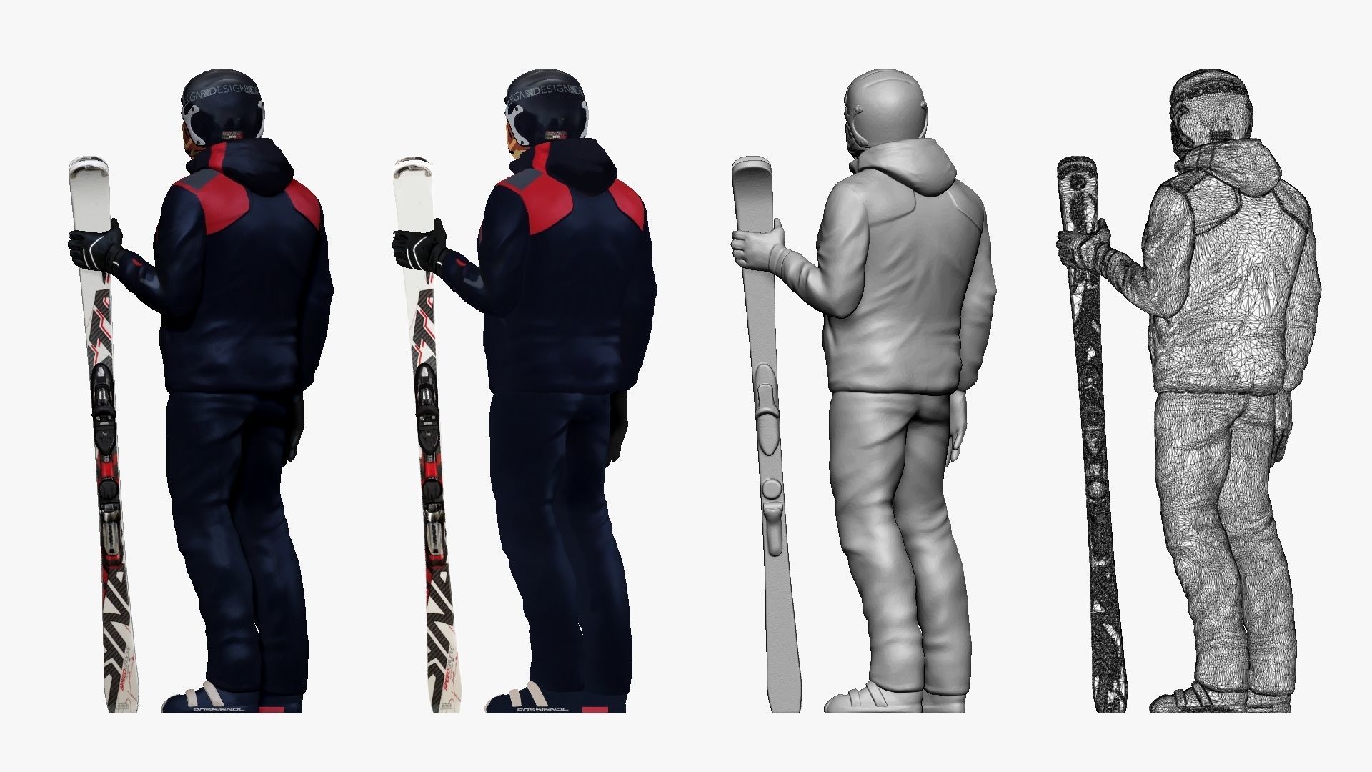 001201 smiling skiman skies in hand 3dp 3D print model_2