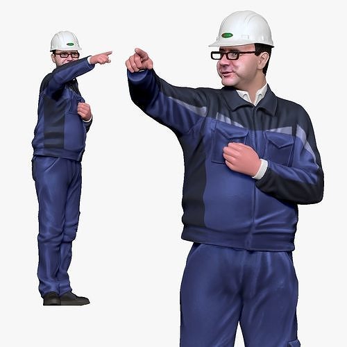 001203 worker man in special uniform in glasses 3D model