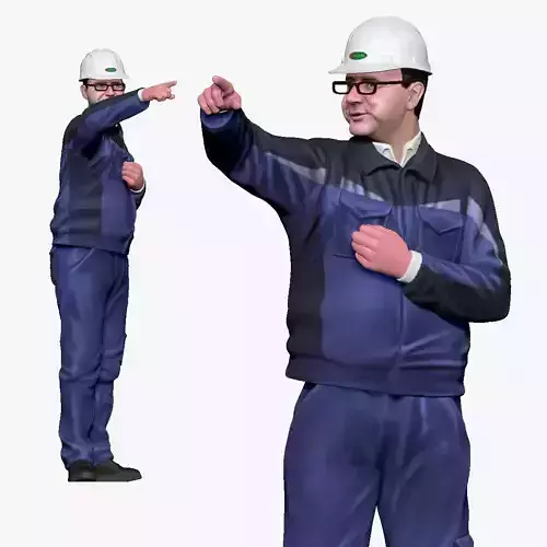 001203 worker man in special uniform in glasses 3dp 3D print model