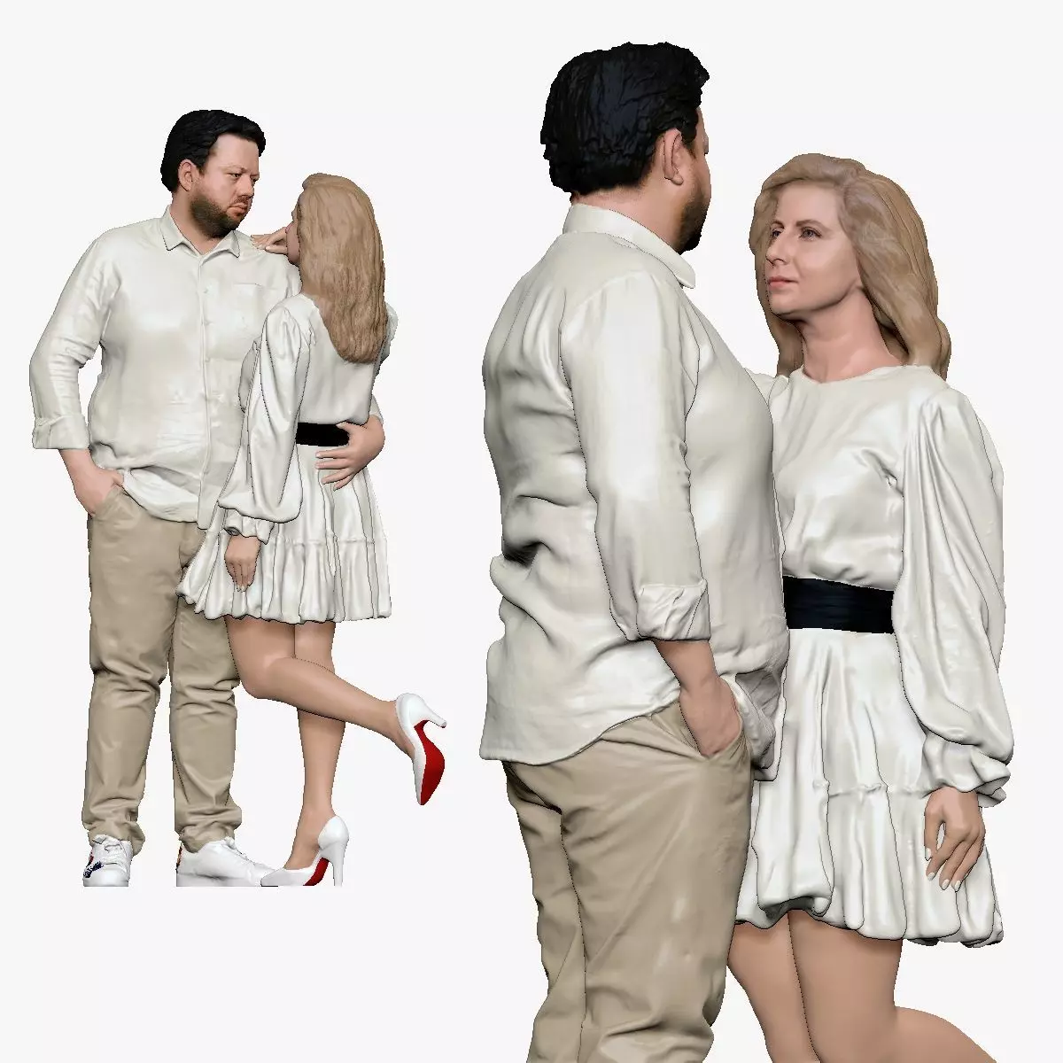 001206 blonde woman in white and man in white 3dp 3D print model_0