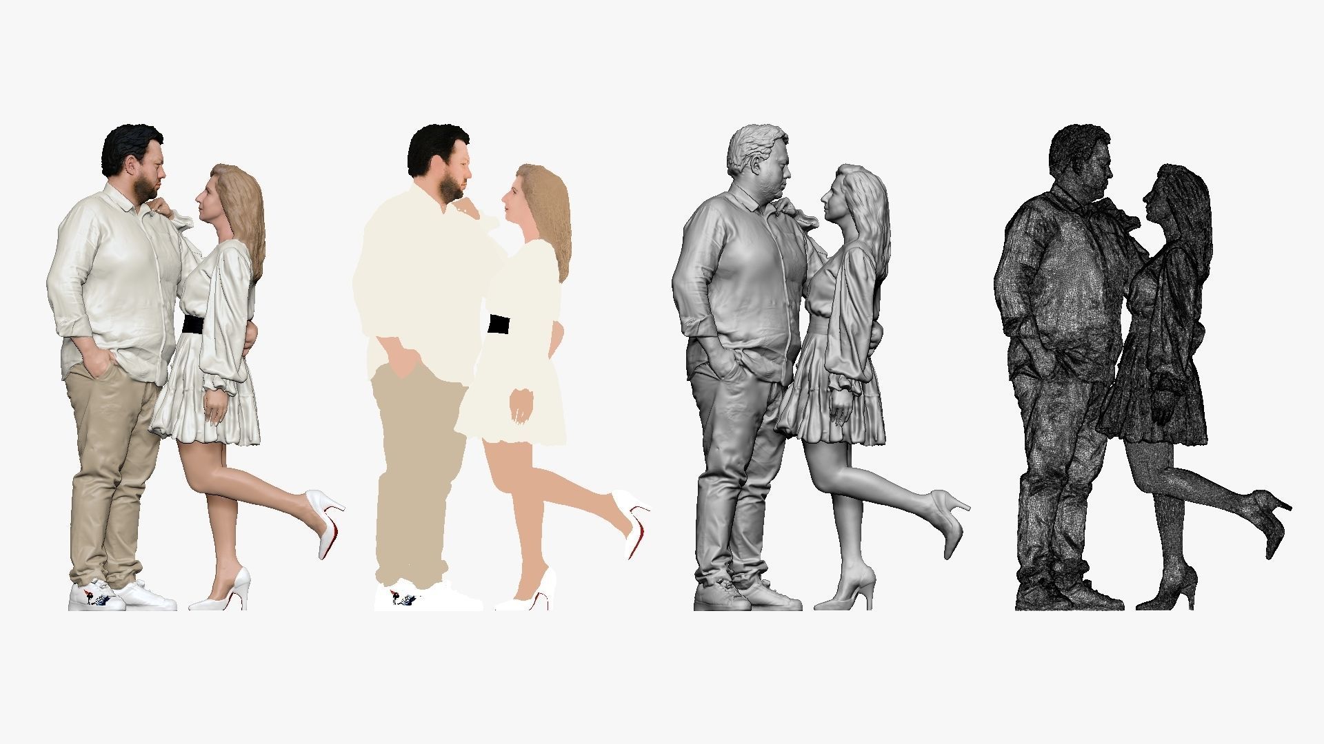 001206 blonde woman in white and man in white 3dp 3D print model_1