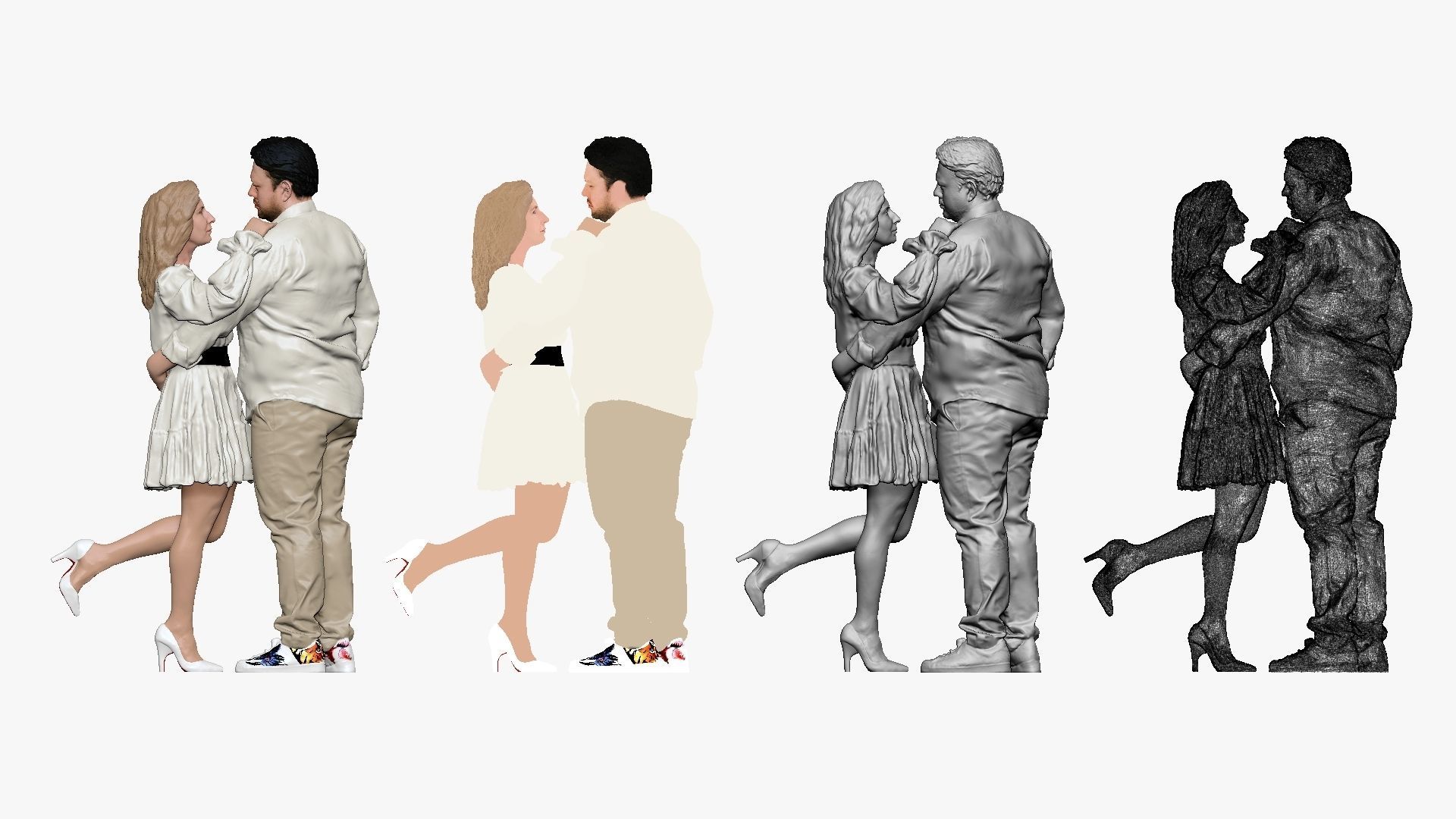 001206 blonde woman in white and man in white 3dp 3D print model_2