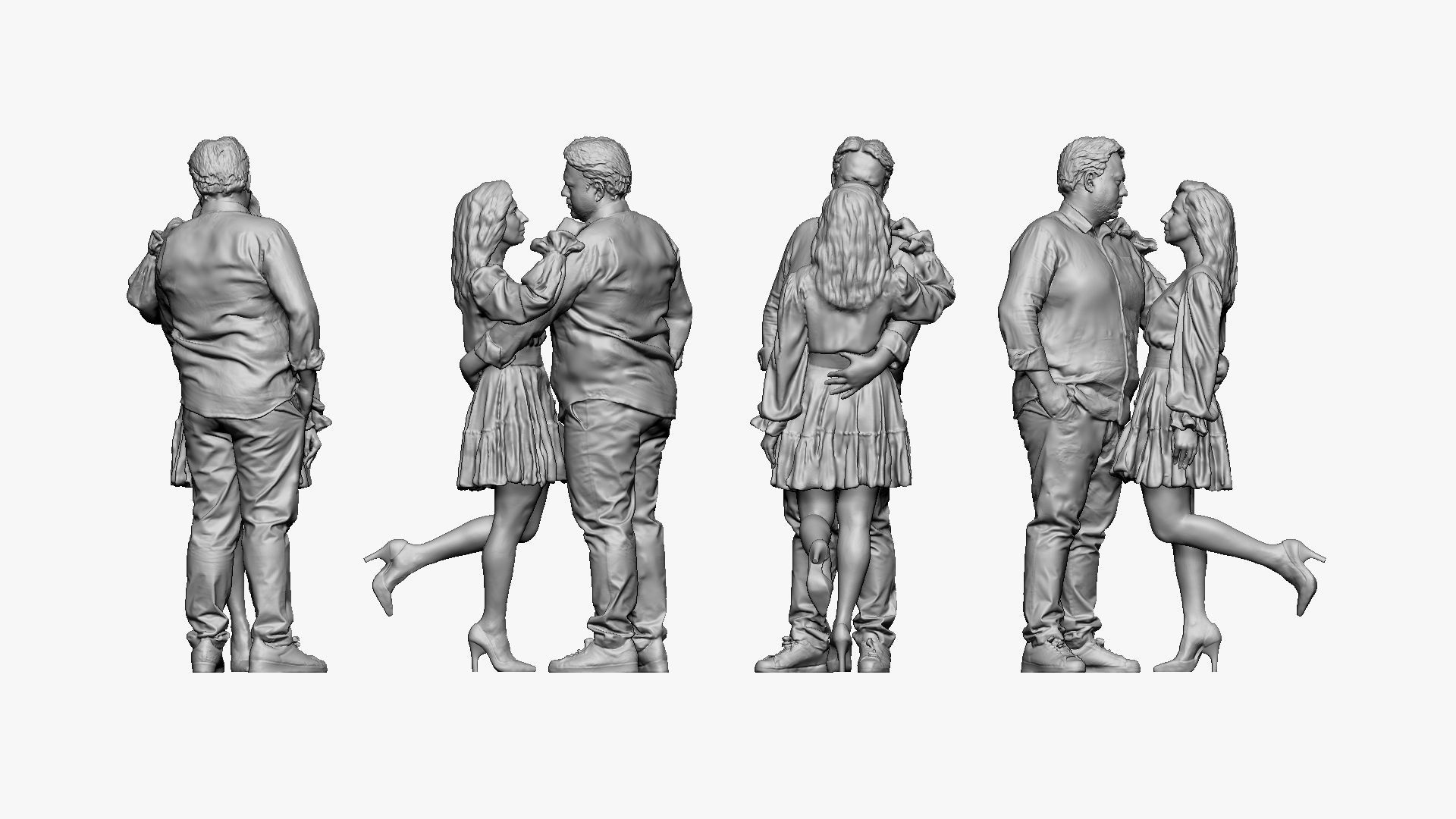 001206 blonde woman in white and man in white 3dp 3D print model_4