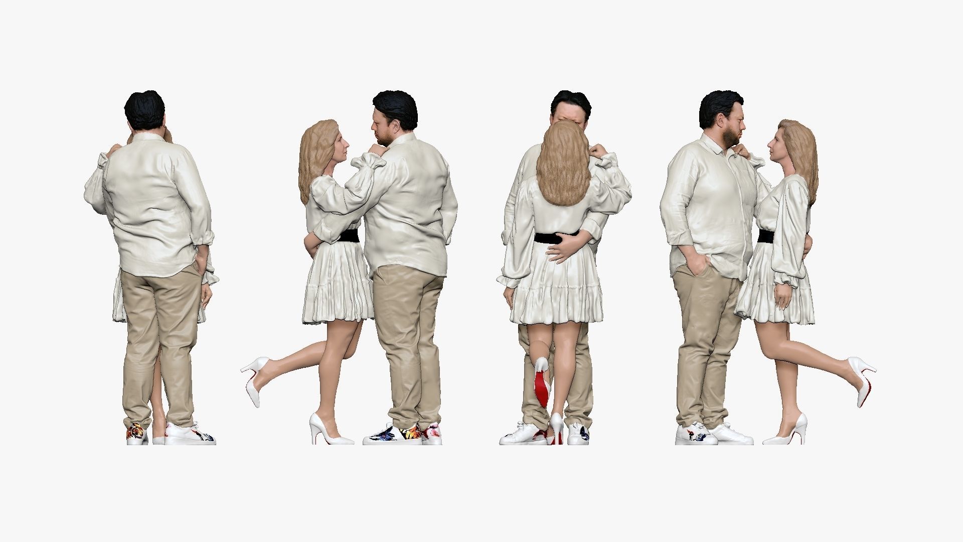 001206 blonde woman in white and man in white 3dp 3D print model_3