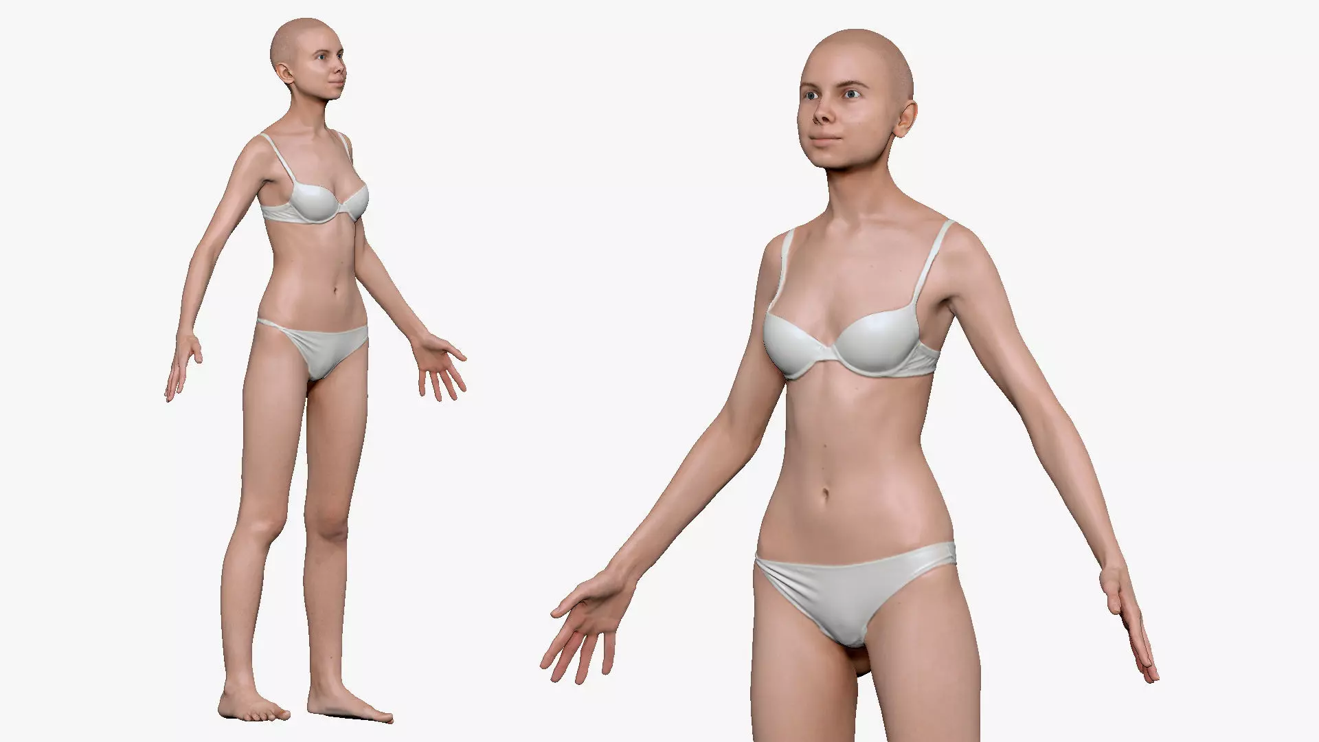 001234 woman in underwear A pose 3dp 3D print model