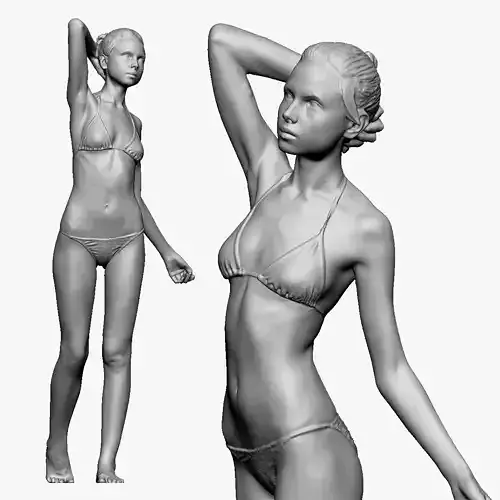 001236 woman in bikini hand up behind head 3dp