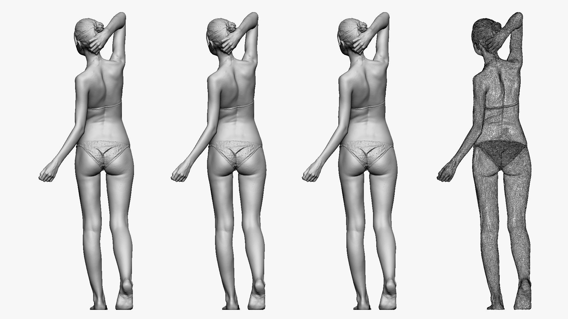 001236 woman in bikini hand up behind head 3dp 3D print model_2