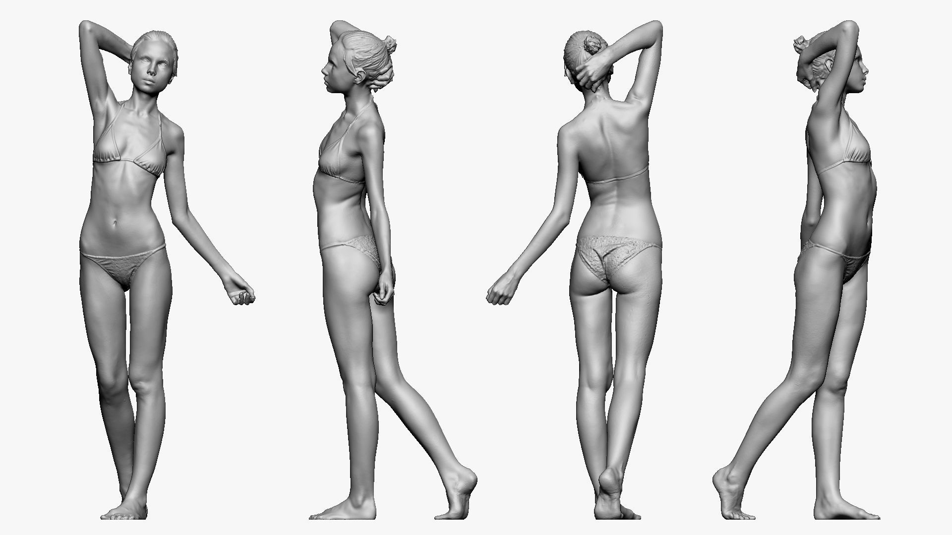 001236 woman in bikini hand up behind head 3dp 3D print model_3