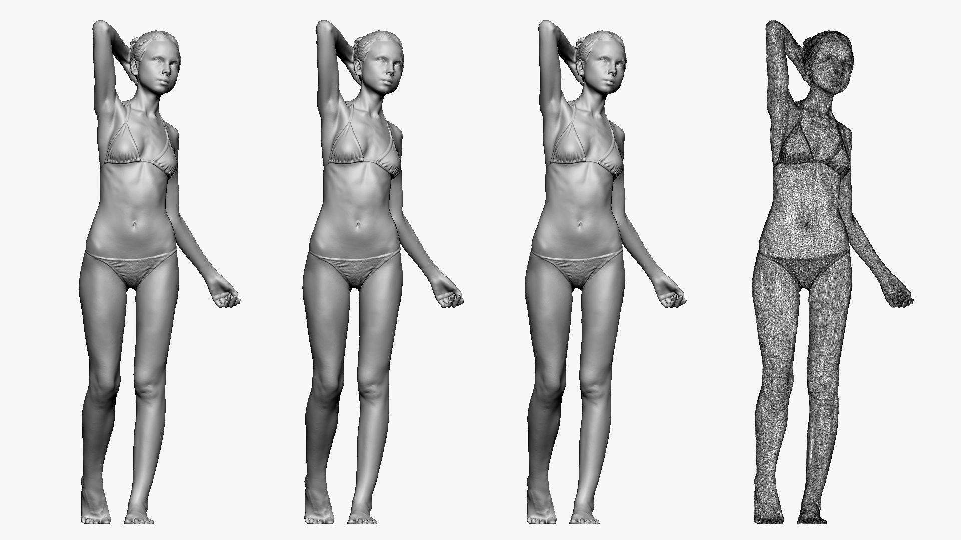 001236 woman in bikini hand up behind head 3dp 3D print model_1