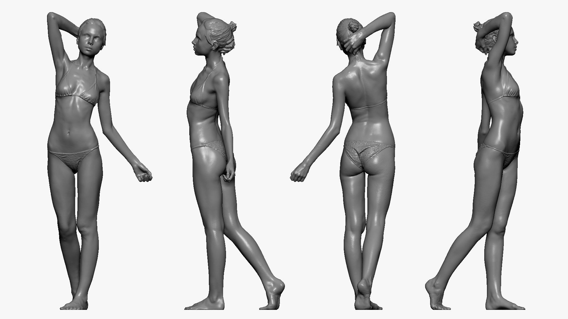 001236 woman in bikini hand up behind head 3dp 3D print model_4