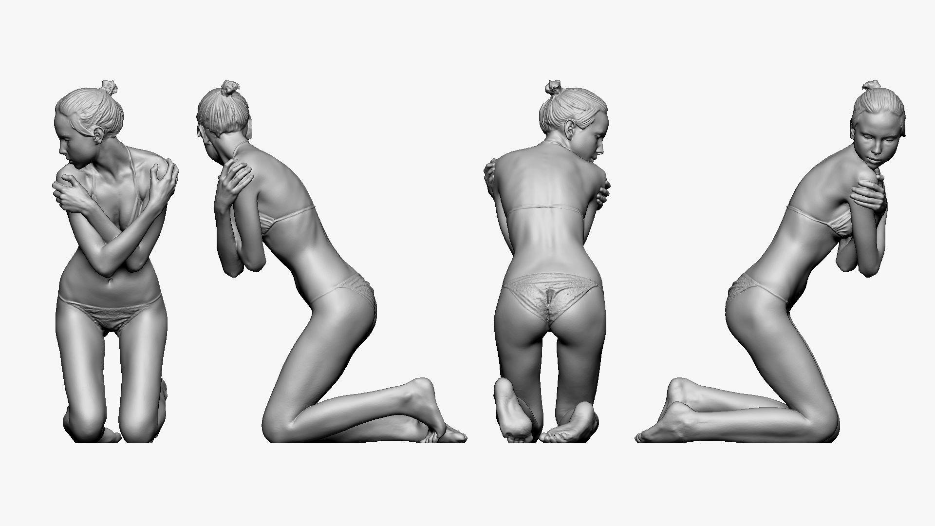 001237 woman in underwear clod pose 3dp 3D print model_3