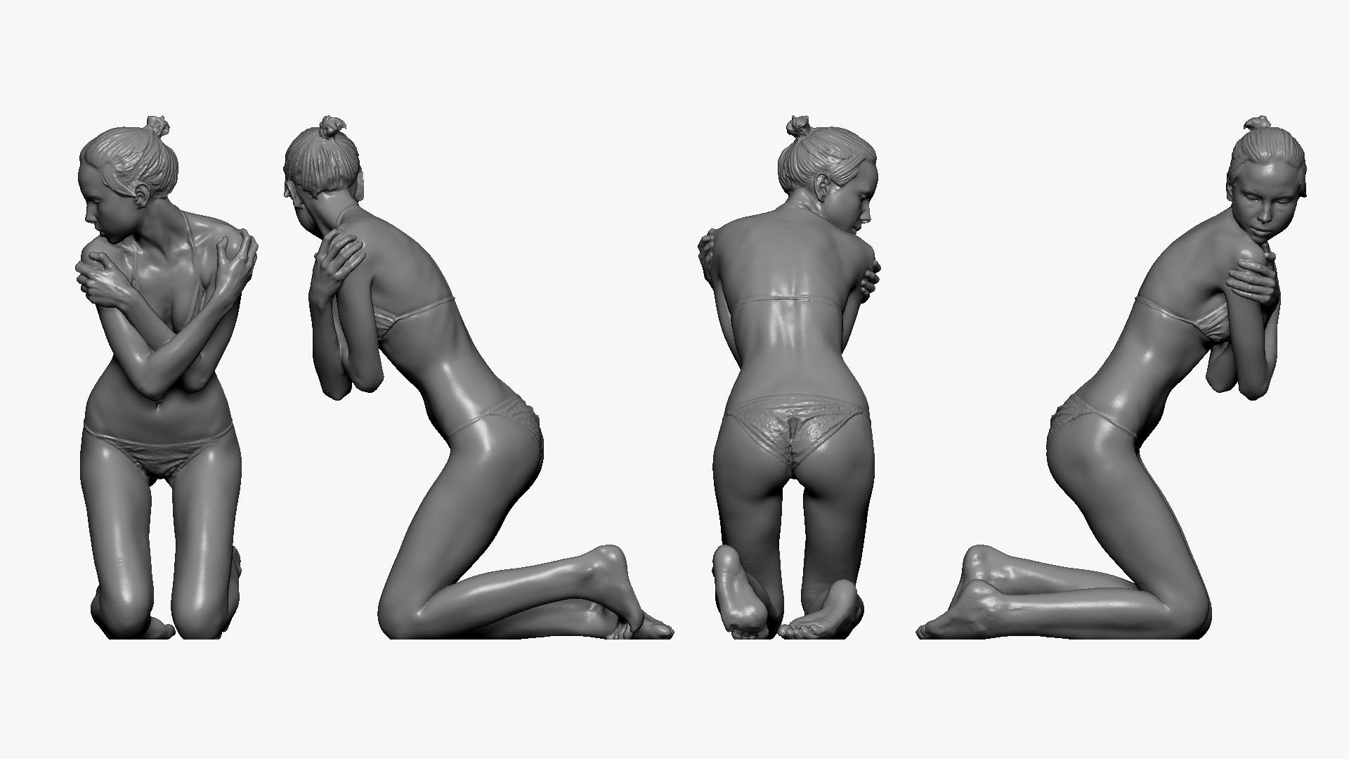 001237 woman in underwear clod pose 3dp 3D print model_4