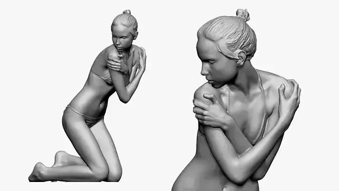 001237 woman in underwear clod pose 3dp 3D print model