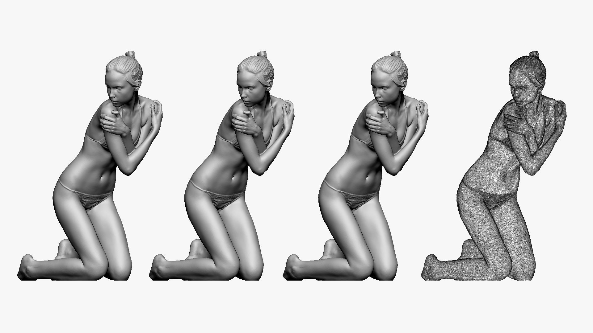 001237 woman in underwear clod pose 3dp 3D print model_1