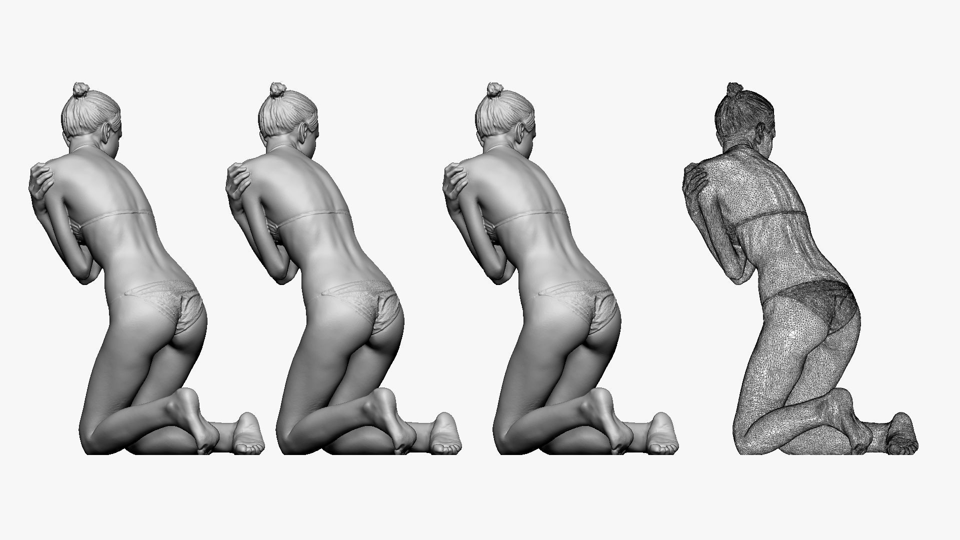 001237 woman in underwear clod pose 3dp 3D print model_2