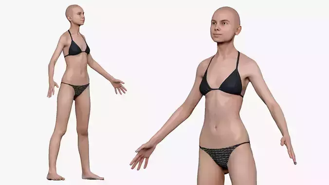 001238 woman in black underwear A pose 3dp