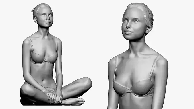 001241 woman in bikini seat yoga pose 3dp 3D print model