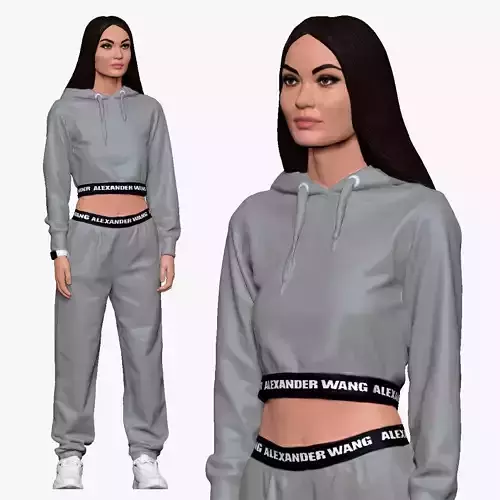 001244 woman in hip hop gray wear