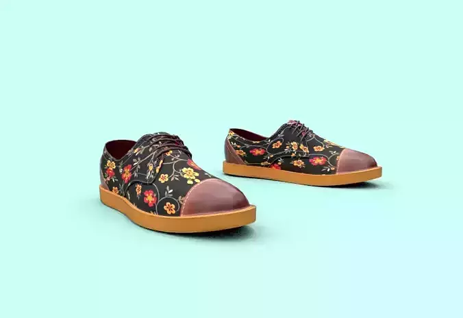 Shoes floral oxford Low-poly 3D model
