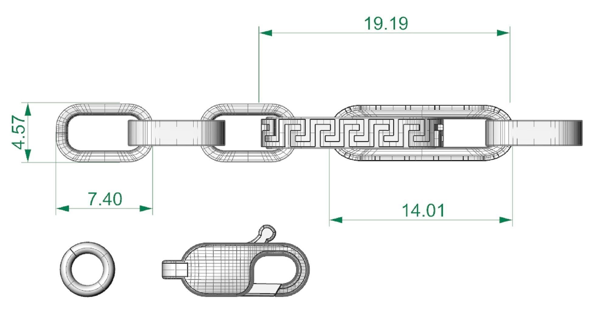 beautiful chain or bracelet  with Greek pattern 3D print model_4