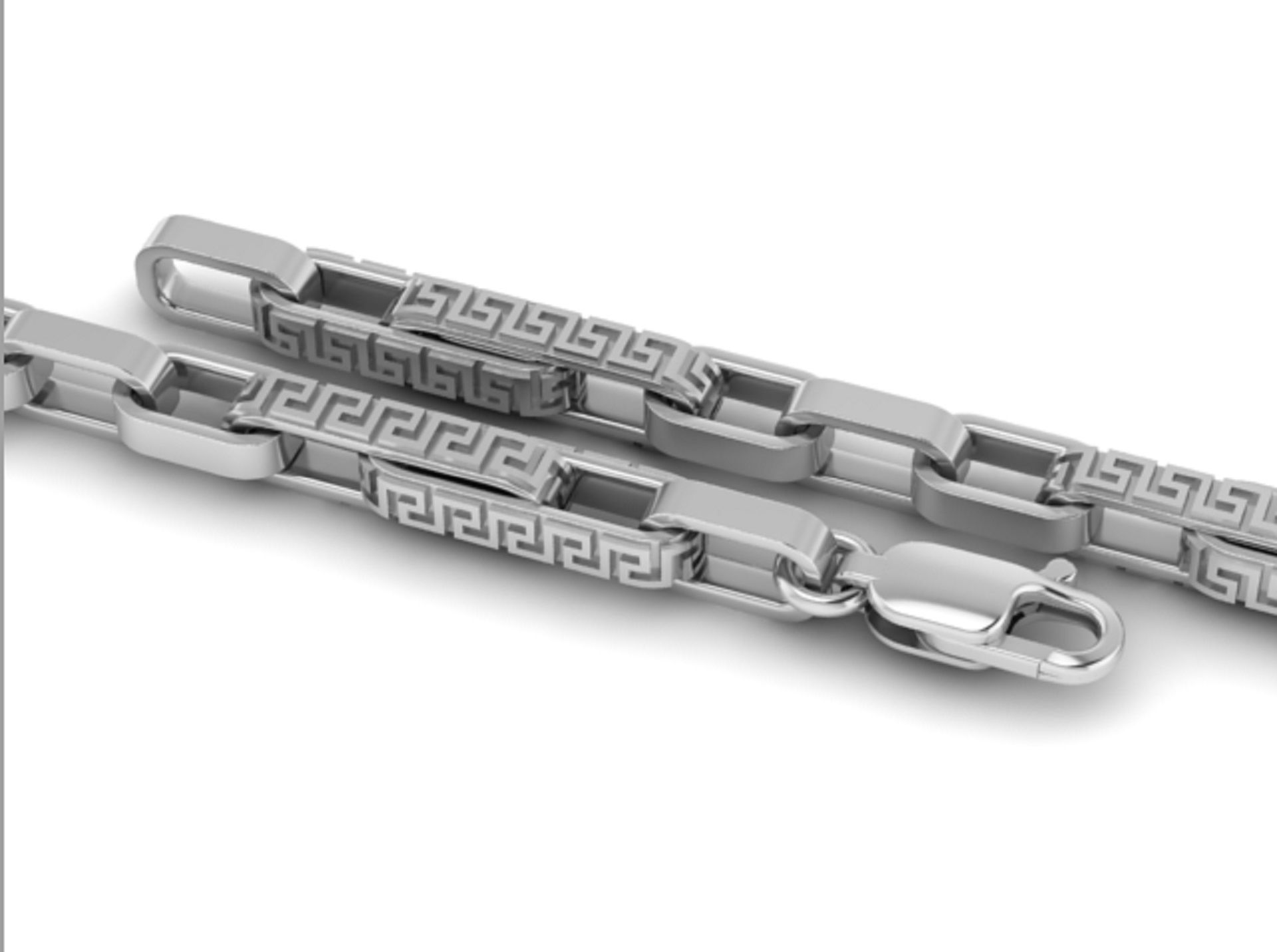 beautiful chain or bracelet  with Greek pattern 3D print model_2