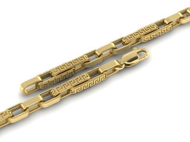 beautiful chain or bracelet  with Greek pattern 3D print model_1