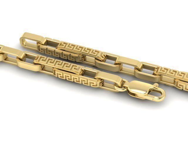 beautiful chain or bracelet  with Greek pattern 3D print model_5