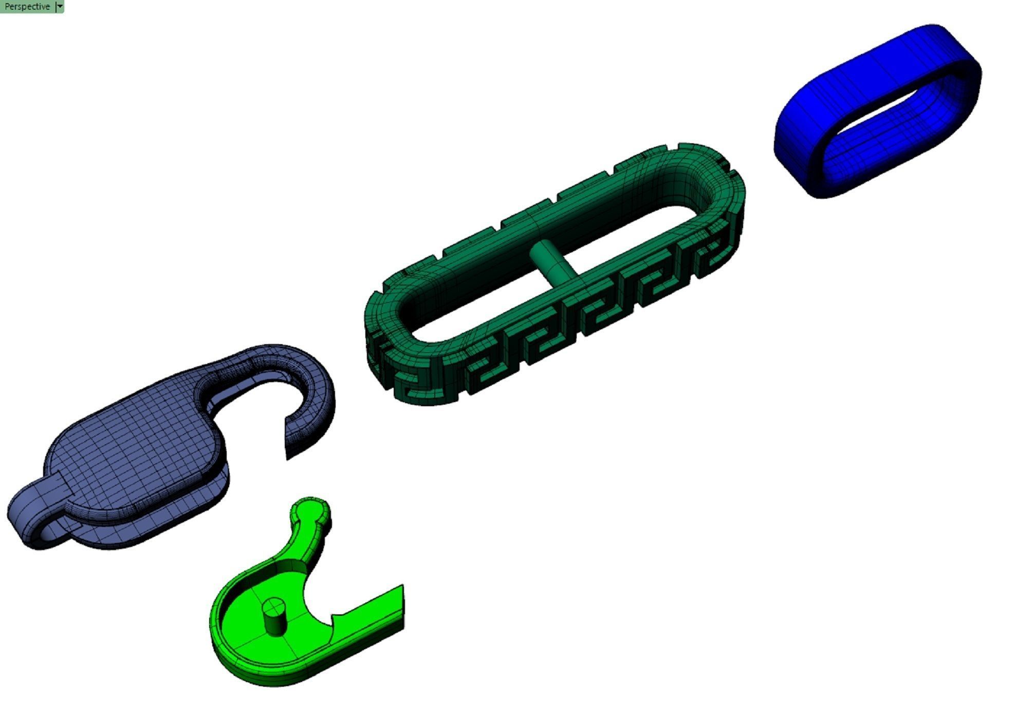 beautiful chain or bracelet  with Greek pattern 3D print model_6