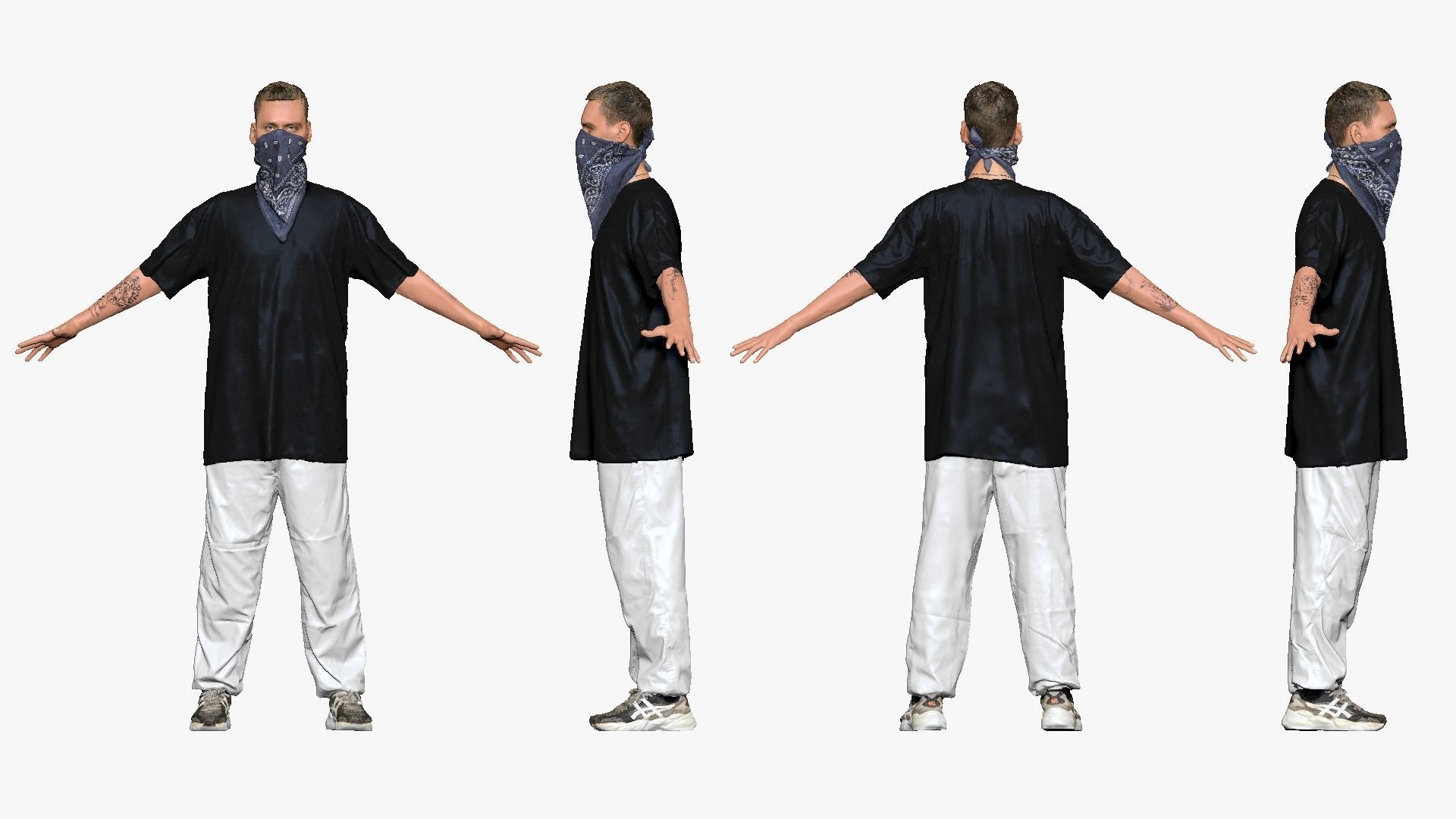 001248 young man in gangster style of wear Low-poly 3D model_3