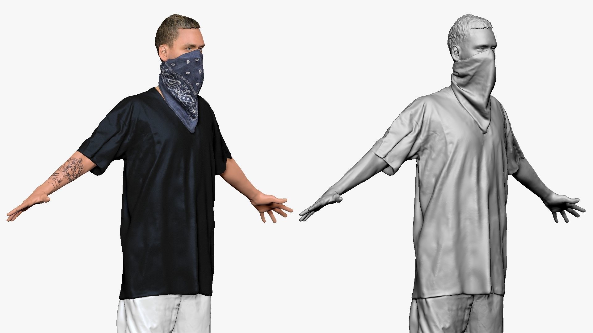 001248 young man in gangster style of wear Low-poly 3D model_5