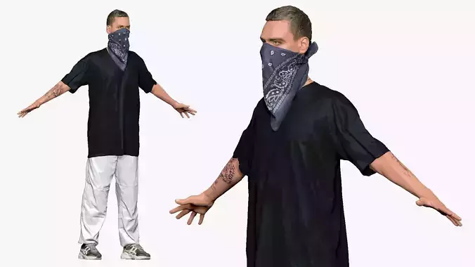 001248 young man in gangster style of wear 3dp 3D print model