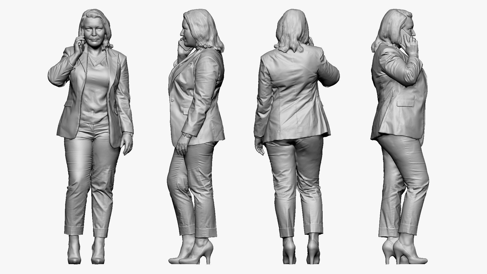 001250 woman in age in black official dress phone talker 3dp 3D print model_4