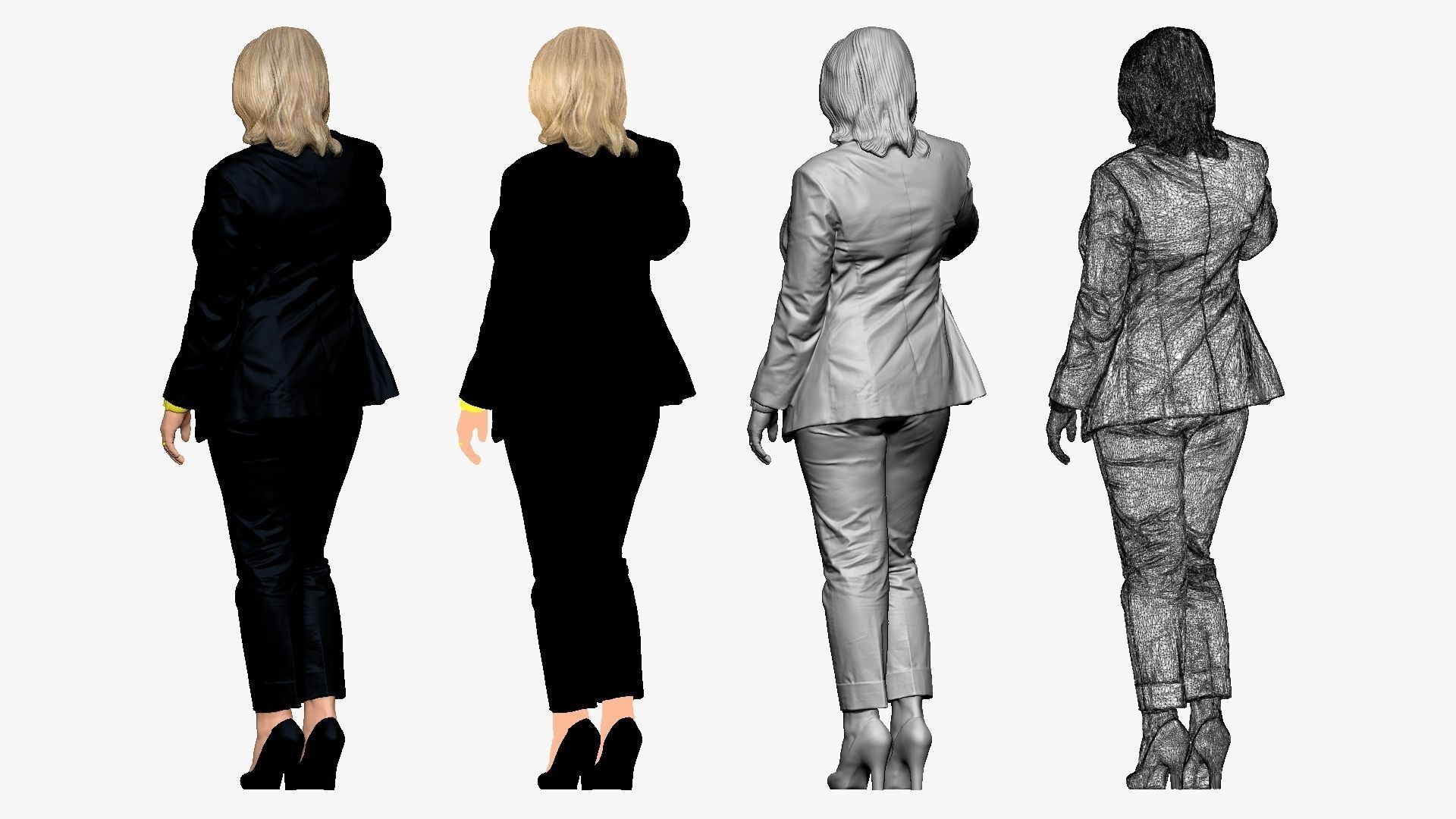 001250 woman in age in black official dress phone talker 3dp 3D print model_2