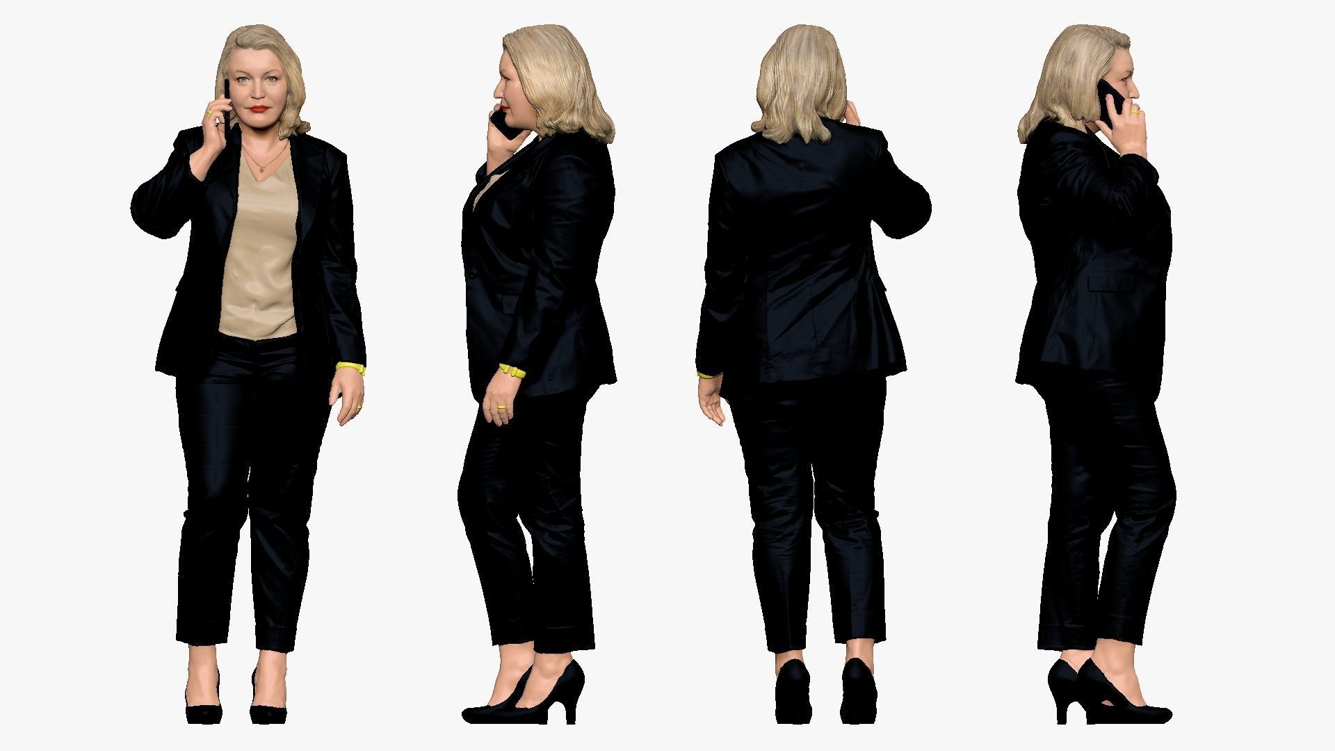 001250 woman in age in black official dress phone talker 3dp 3D print model_3