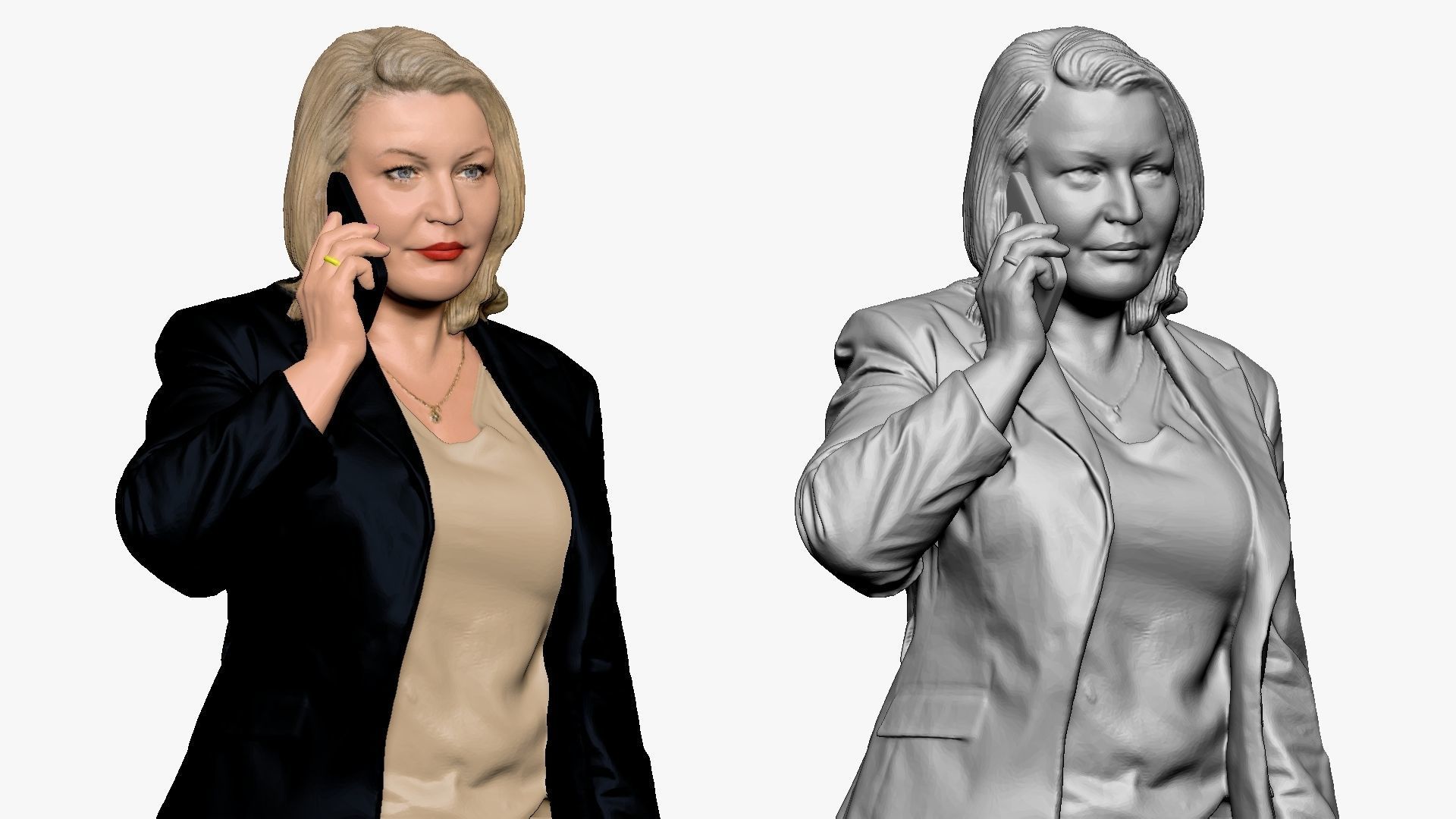 001250 woman in age in black official dress phone talker 3dp 3D print model_5