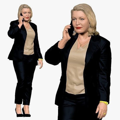 001250 woman in age in black official dress phone talker 3dp 3D print model