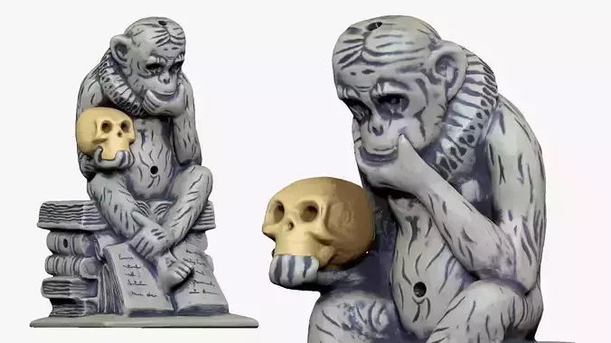 001252 statue of monkey to be or not to be 3dp