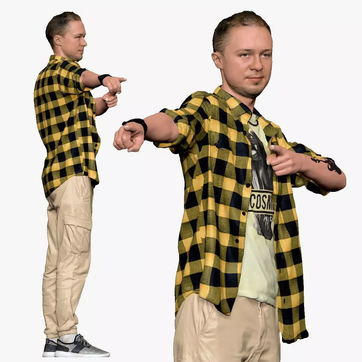 001254 Man in Pale Yellow Shirt 3D print model