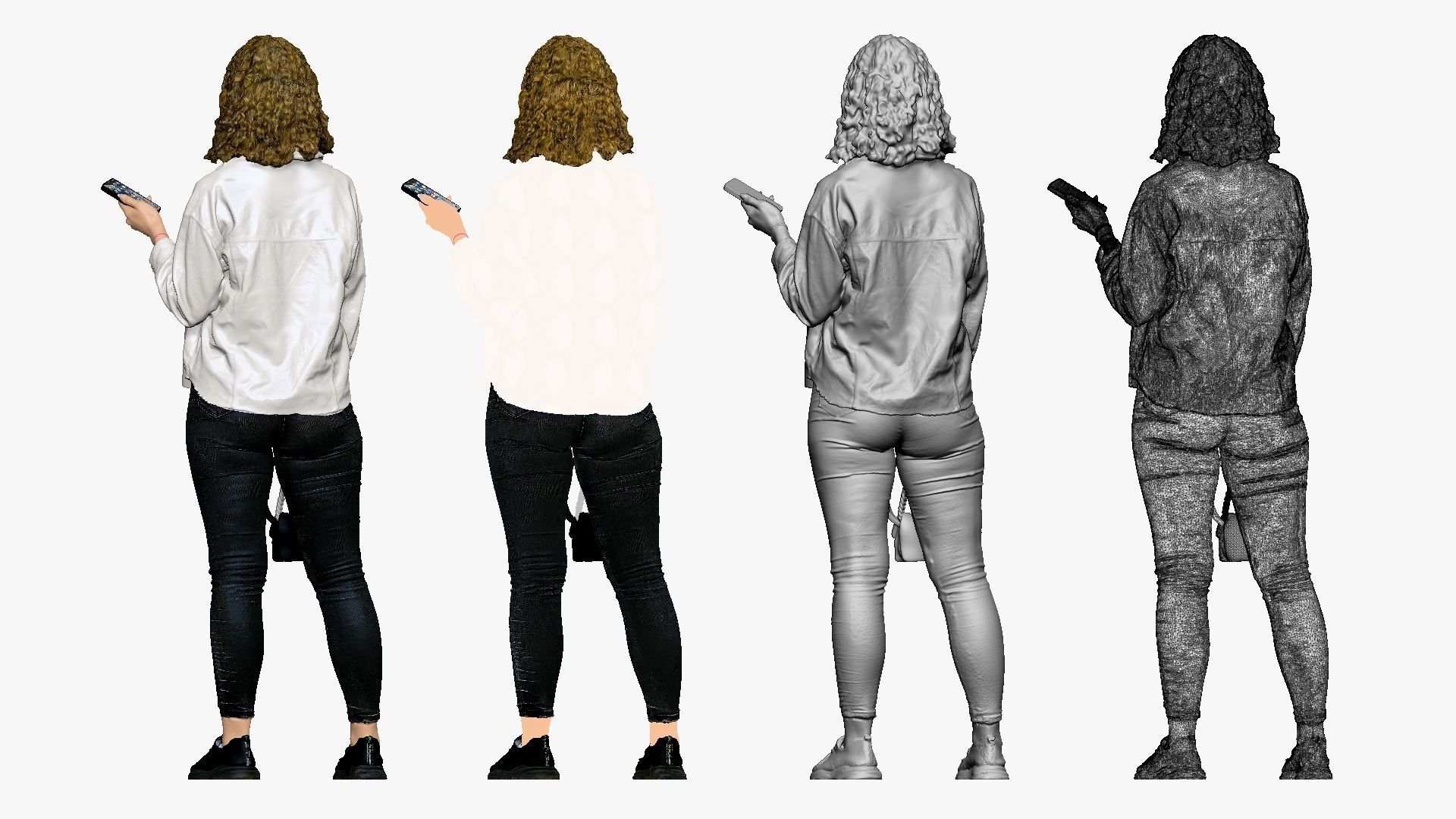 001255 woman in white top red hairs phone in hand 3dp 3D print model_2